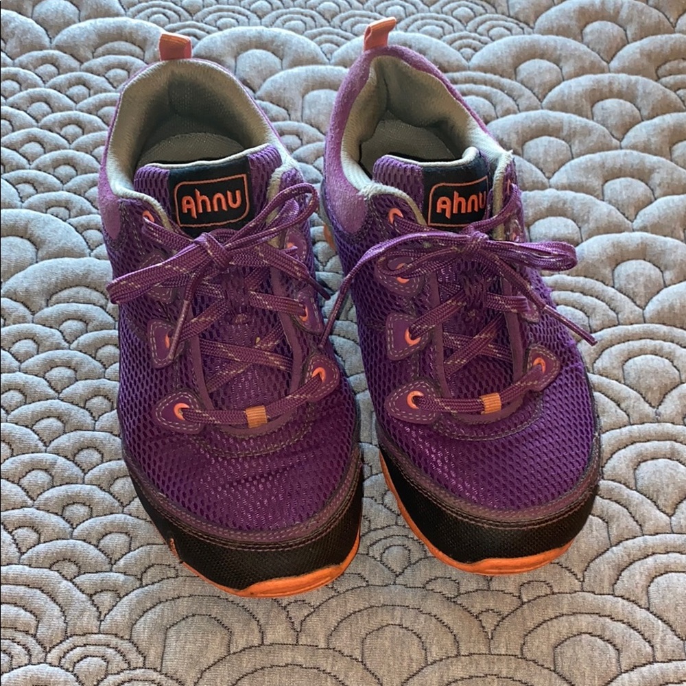 Ahnu Vibrant Purple and Orange athletic trail runners